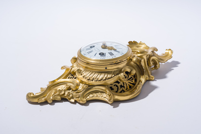 A fine French gilt bronze Louis XV style cartel clock with floral design, Leroy &agrave; Paris, 19th C.