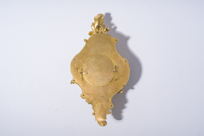 A fine French gilt bronze Louis XV style cartel clock with floral design, Leroy &agrave; Paris, 19th C.