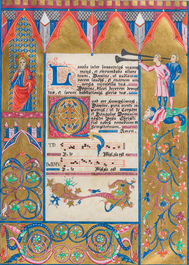 Three Gothic Revival illuminated miniatures, mixed technique on paper, 19th C.