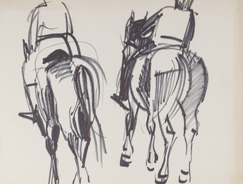 Hubert Malfait (1898-1971): Five various design drawings with animals, mixed media on paper