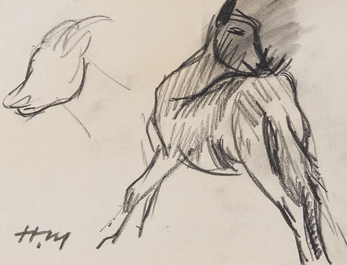 Hubert Malfait (1898-1971): Five various design drawings with animals, mixed media on paper