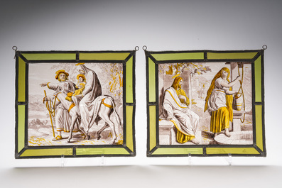 A varied lot with mostly religious arts, incl. two painted glass-in-lead frames and a Corpus Christi, 17th/20th C.