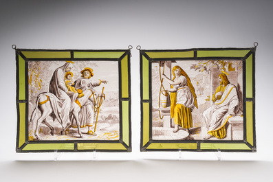 A varied lot with mostly religious arts, incl. two painted glass-in-lead frames and a Corpus Christi, 17th/20th C.