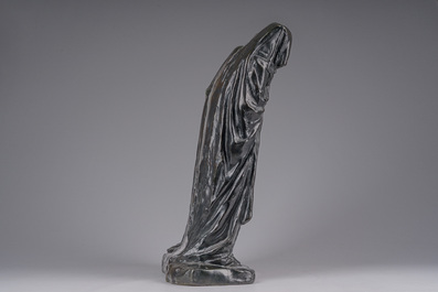 George Minne (1866-1941): Les Trois Saintes Femmes, bruin-zwartgepatineerd brons, met gieterijstempel De Groeve (1896)