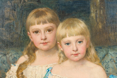 Jan Frans Verhas (1834-1896): Two children in an interior, oil on canvas, dated 1883