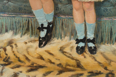 Jan Frans Verhas (1834-1896): Two children in an interior, oil on canvas, dated 1883