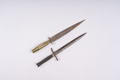 Twee dolken in koper en smeedijzer, Spanje en West-Europa, 17de/18de eeuw