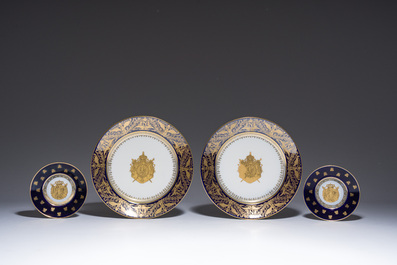 A 27-piece porcelain coffee service with the arms of the Second French Empire under Napoleon III, S&egrave;vres mark, France, 19th C.