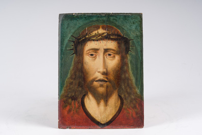 Ecole flamande, suiveur d'Aelbrecht Bouts: Christ couronn&eacute; d'&eacute;pines, huile sur panneau, vers 1600