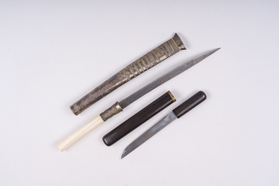 A Japanese Shibayama lacquer dagger and a Burmese dagger, 19th C.