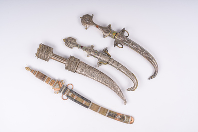Four North African brass and silver daggers, Morroco and Algeria, 19th C.