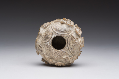 A small Chinese ritual axe, a water jar and a pendant in jade and hardstone, possibly Liangzhu or Han