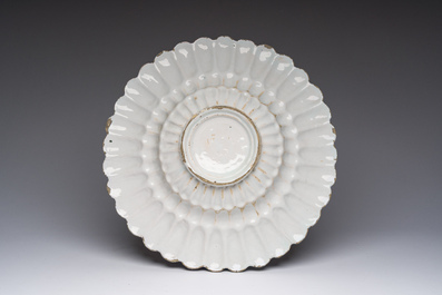 A blue and white Haarlem faience dish with 'The flight into Egypt', late 17th C.