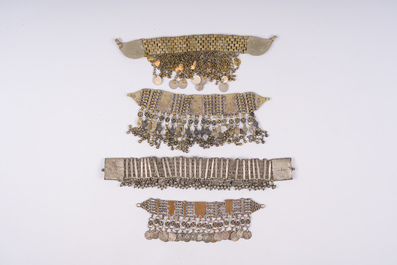 Three necklaces and a silver wedding tiara, Afghanistan and Yemen, 19th C.