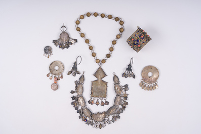 A collection of silver, coral and enamel jewelry, Algeria, 19th/20th C.