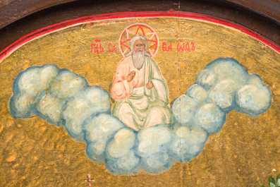 An oval Russian orthodox icon, 'Doubting of Thomas', first half 19th C.