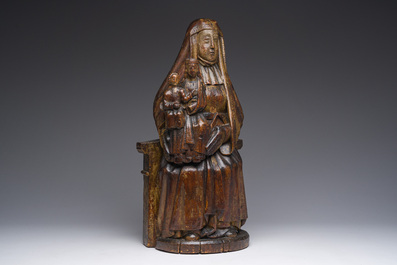 A polychromed wooden Saint Anne Trinity group, probably Flanders or Northern France, 15th C.