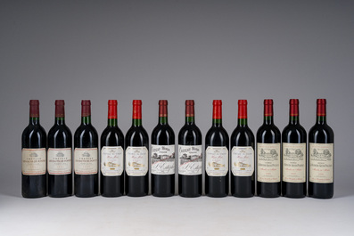 1995-2006 Gevarieerde collectie wijn, o.a. Ch&acirc;teau Les Hauts De Pontet, Ch&acirc;teau La Commanderie, Ch&acirc;teau Preuillac, etc., 19 flessen