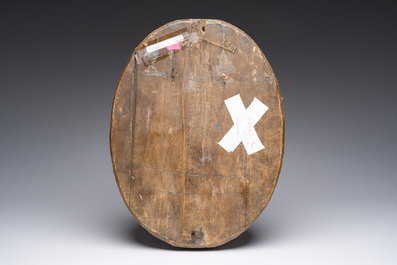 An oval Russian orthodox icon, 'Doubting of Thomas', first half 19th C.