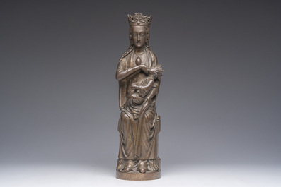 A Gothic Revival gilt bronze sculpture of the Virgin with Child, 19th C.