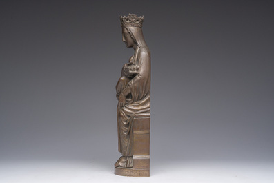 A Gothic Revival gilt bronze sculpture of the Virgin with Child, 19th C.