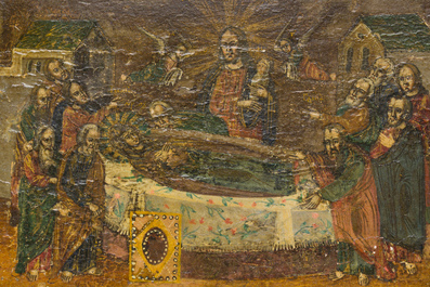 A presumably Ukrainian orthodox 'Dormition of Mary' (Dormitio Mariae) icon, 19th C.