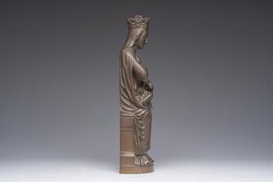A Gothic Revival gilt bronze sculpture of the Virgin with Child, 19th C.