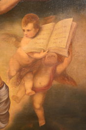 European school, follower of Bartolom&eacute; Esteban Murillo (1618-1682): The descent of Christ from the cross by Saint Francis, oil on canvas, 19th/20th C.