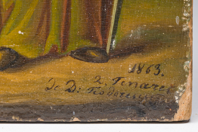 A presumably Romanian orthodox icon, 'The Assumption of Mary', signed Teodorescu, dated 1863