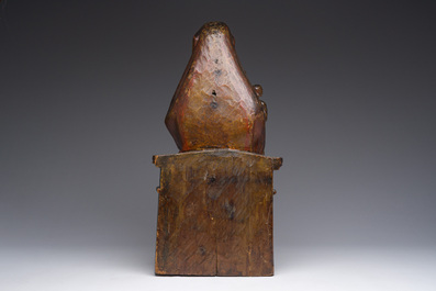 A polychromed wooden Saint Anne Trinity group, probably Flanders or Northern France, 15th C.