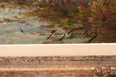 Franz Courtens (1854-1943): Marshy landscape with cows, oil on canvas