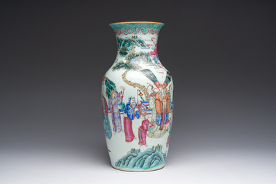 A Chinese famille rose 'immortals' vase, 19th C.