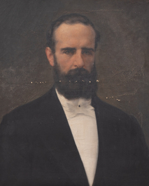 &Eacute;cole belge, illisiblement sign&eacute;: Portrait d'un homme et d'une femme, huile sur toile, 19&egrave;me/20&egrave;me si&egrave;cle