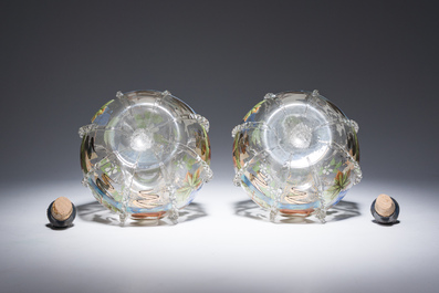 A pair of painted glass flasks, probably Dutch, 18th/19th C.