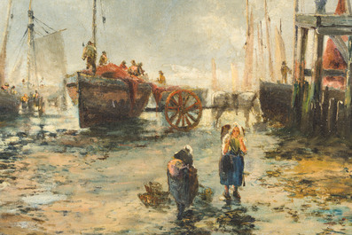 Samuel Bough (1822-1878): Le retour de la p&ecirc;che, huile sur toile, dat&eacute; 1869