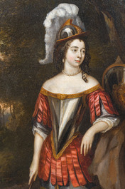 Dutch school, circle of Constantijn Netscher (1668-1723): Portrait of a noble lady as Pallas Athena, oil on canvas, 17th C.