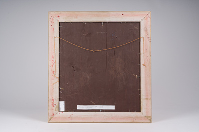 A Gothic Revival parcel-gilt Crucifixion triptych and two gilt-ground icons, 20th C.