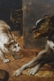 Flemish school, circle of Paul de Vos (1595-1678): Dog and cats fighting for the prey, oil on panel, 17th C.