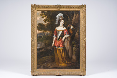 Dutch school, circle of Constantijn Netscher (1668-1723): Portrait of a noble lady as Pallas Athena, oil on canvas, 17th C.