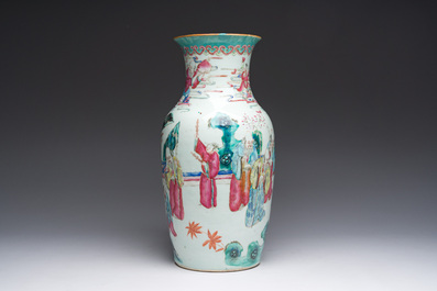 A Chinese famille rose 'immortals' vase, 19th C.