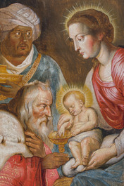 Flemish school, follower of Peter Paul Rubens (1577-1640): The adoration of the kings, oil on panel, 17th C.