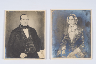 Ecole belge: Double portrait de Joos Gorik Borginon et Barbara Hendrica Lindemans, huile sur toile, 20&egrave;me si&egrave;cle