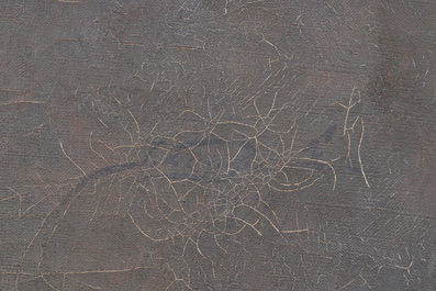 &Eacute;cole belge, illisiblement sign&eacute;: Portrait d'un homme et d'une femme, huile sur toile, 19&egrave;me/20&egrave;me si&egrave;cle