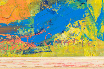 Etienne Le Compte (1931-2010): Still life with flowers and fruit, oil on canvas