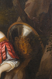 Dutch school, circle of Constantijn Netscher (1668-1723): Portrait of a noble lady as Pallas Athena, oil on canvas, 17th C.
