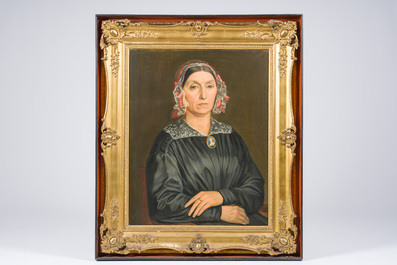 &Eacute;cole belge, attribu&eacute; &agrave; Jozef Quisthoudt (1883-1953): Double portrait de Michel Collet et Albertine Laboruer, huile sur toile, 20&egrave;me si&egrave;cle