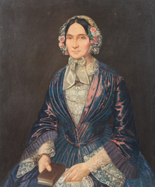 Ecole belge: Double portrait de Joos Gorik Borginon et Barbara Hendrica Lindemans, huile sur toile, 20&egrave;me si&egrave;cle