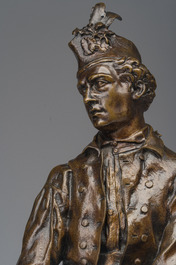 Pierre-Jules M&egrave;ne (1810-1879): Hunting companion with his dogs, brown patinated bronze