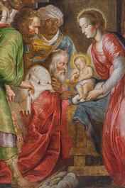 Flemish school, follower of Peter Paul Rubens (1577-1640): The adoration of the kings, oil on panel, 17th C.