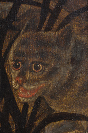 European school, follower of Frans Snijders (1579-1657): A fox defends prey from wild cats, oil on canvas, early 18th C.